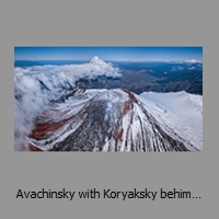 Avachinsky with Koryaksky behind, airborne image